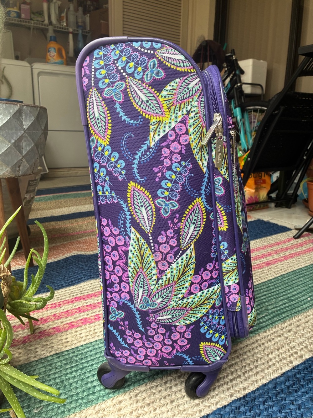 Vera Bradley Purple Paisley 4-Wheel Spinner Carry-On Luggage Suitcase - Picture 2 of 9